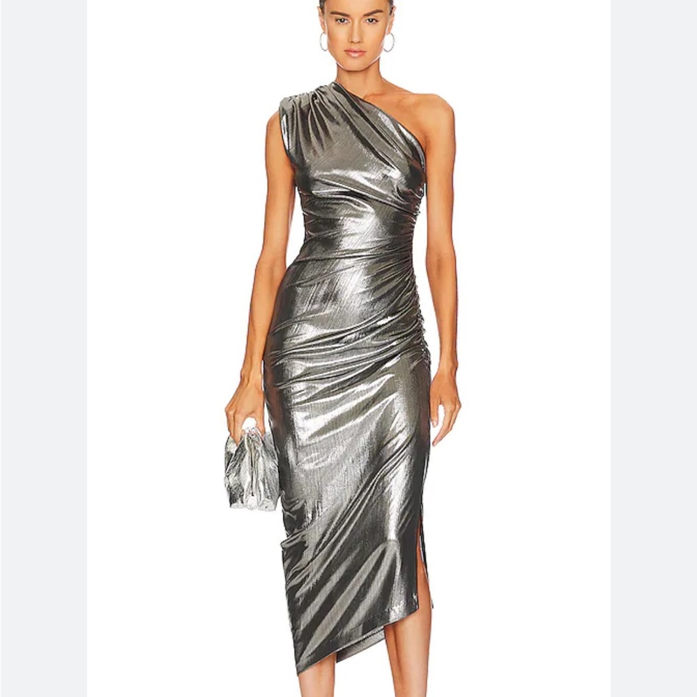 Smythe one shoulder silver dress